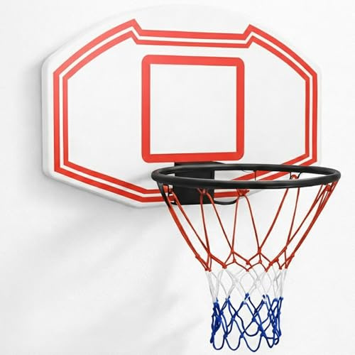 BURAKH Wall Mounted Basketball Hoop Outdoor and Indoor Backboard Rim and Net Sett – Durable for Home, School, or Garage Basketball Games (Multicolor)