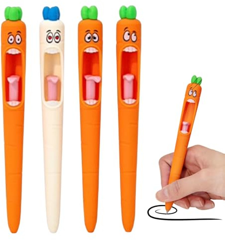 Silicone Carrot Pen - Ink Pointer, Quick Drying Marker | Creative Vegetarian Style Writing Instrument for Workstation Workers, Education Use
