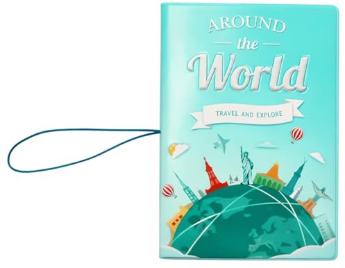 VBK Housse Passeport Thème Tour du Monde, Étui de Protection avec Porte-Cartes, Accessoire de Voyage Pratique, Couverture Passeport, Design Carte du Monde