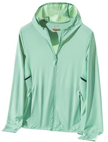 Sun Shirt Women UPF 50+ Sun Protection Hoodies Summer Breathable Long Sleeve Lightweight Hiking Jacket with Pocket Green