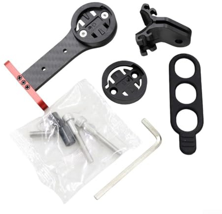 Soporte de extensión de manillar de fibra de carbono con gancho para cámara para bicicletas de montaña y carretera, soportes y dispositivos, incluye correa y tornillos de montaje (negro)