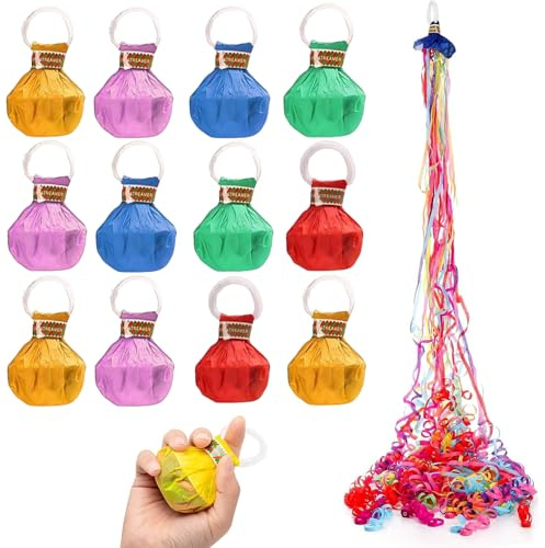 Saituo Home 12 Stück Wurf Luftschlangen Bombe Bunt, Geburtstag Luftschlangen Hand Werfens, Neujahr Wurf Streamer aus Papier für Hochzeiten Weihnachten Karneval Abschlussfeier (Zufällige Farb)