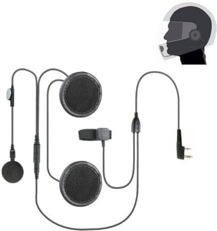 BAOFENG headset för motorcykelhjälm med mikrofon, 2-pin K-kontakt | Headset för integralhjälm, kompatibelt med Baofeng, Kenwood, Wouxun, Puxing, Linton walkie-talkies, svart