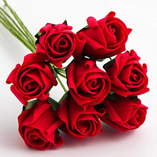 Italian Options Colourfast Artificial Foam Rose Flowers Wedding Bouquet, 3cm, Red