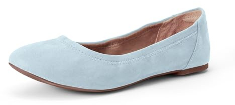 Amazon Essentials Women's Slip On Ballet Flat Ballerina Shoes, Light Blue, 13 Wide