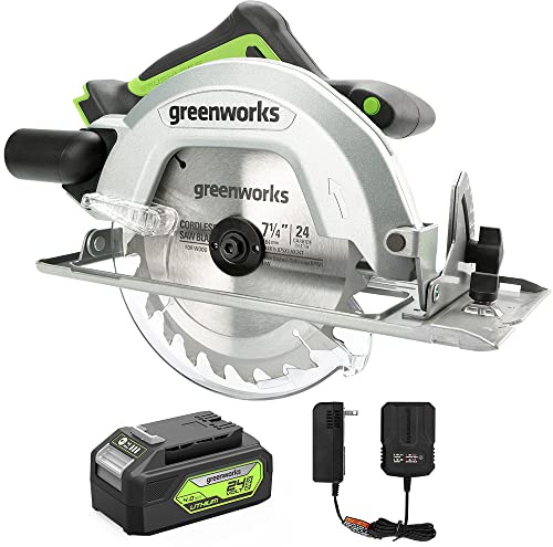 Greenworks 24V 7-1/4'' Circular Saw Brushless Cordless, with 4Ah Battery and 2A Charger