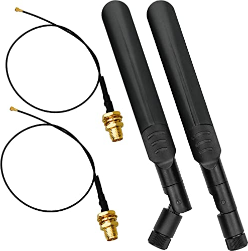 2 Set 8dBi 2,4GHz 5GHz 5,8GHz Dualband WiFi Antenne Omni Directionnelle WLAN SMA-Stecker + 20cm IPEX zu RP SMA Buchse Pigtail Kabel für NGFF M.2 WiFi WLAN/3G/4G Karte