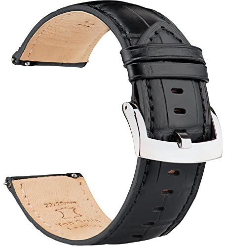 OTTOODY Alligator Grain Leather Watch Straps, Quick Release Top Grain Leather Watch Straps for Men Women - Choice of Color & Width 18mm 20mm 21mm or 22mm, Elegant Watch Band for Watch & Smartwatch