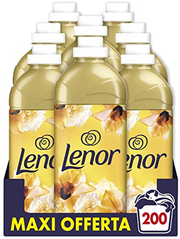 LENOR Ammorbidente Lavatrice Concentrato, 200 Lavaggi (8x25), Oro e Fiori Di Vaniglia, per una Freschezza Ottima e una Morbidezza ispirata alla Natura