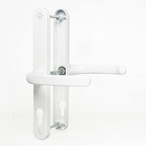 Ensemble de poignées de porte en UPVC PZ 70 mm pour serrures Cego – Blanc – Levier – 70 mm PZ (centres) – Vis à vis 215 mm – Plaque arrière 245 mm x 32 mm – Poignée de porte en UPVC – Poignée de porte