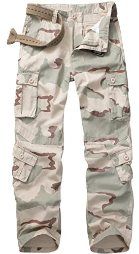 Alfiudad Womens Cargo Pants with Pockets, Women's Casual Military Army Hiking Combat Tactical Work Pants Trousers,2083 Leaf Camo,34(US 14)