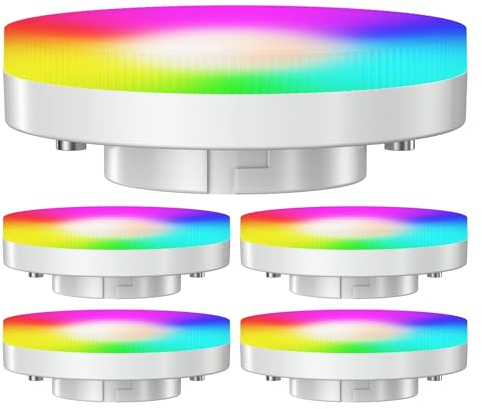 ledscom.de 5 Stück GX53 LED RGB Leuchtmittel, warmweiß - kaltweiß (2900-6100 K), 6,6 W, 670lm, 107°, Smart Home, WLAN, Alexa, matt