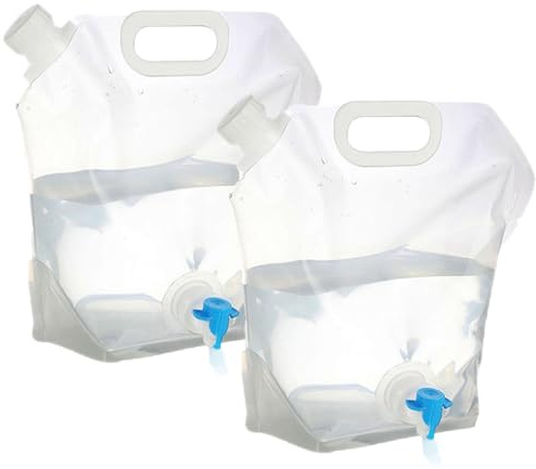 Taniche Pieghevoli per Acqua, 2 Pezzi 5L/10L Contenitori Pieghevoli per Acqua, Tanica Acqua Portatile con Rubinetto, Borsa Porta Acqua Pieghevole per Escursioni Campeggio Picnic Viaggi Barbecue