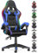 bigzzia Ergonomique Chaise Gaming avec éclairage LED Effets, Dossier Hauteur Réglable, Fauteuil Gaming LED avec Lombaire&Appui-Tête Appui, Chaise de Bureau Adultes Enfants (avec LED Effets, Bleu)
