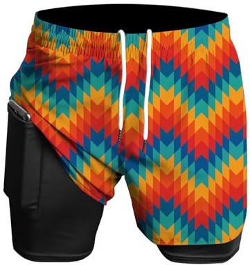 Rane Sports Pantaloncini da Uomo 2 in 1, Pantaloncini da Palestra, Pantaloncini Sportivi, Pantaloncini da Allenamento per Maratona all'aperto Giallo Arancio Rosso XL