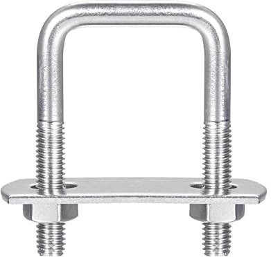 Serre-câble métallique, serre-fil de clôture Boulons en U carrés, 3 jeux de boulons de serrage en U en acier inoxydable M8 304 de 30 mm de largeur intérieure et de 60 mm de longueur avec écrous et pla