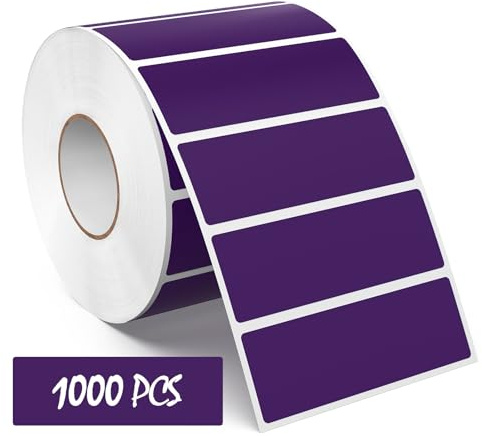 Meitaat 1 000 stycken lila rektangulära klistermärken 76 x 25 mm färgkodning självhäftande etiketter flyttbar rulle avtagbar