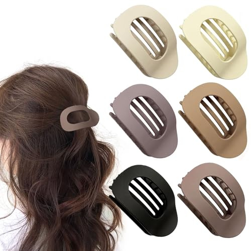 magnetspiele 6 Stück Haarklammer Flach, Duckbill Hair Clips Damens, Matte Große Entenschnabel Haarspange, Rutschfeste Haarklammern, Tarker Halt Haarspangen Damen für Alltag, Sport, Fahren, Liegen