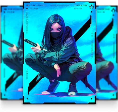 MTG Card Sleeves 105PCS | Anime & Manga Style | Ninja Clan | Foil Finish + Clear Front | 66x92mm – Standard Magic Size