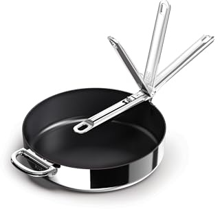 Joseph Joseph Space Steel 28 cm (11) Non-Stick Stainless-Steel Frying pan with Folding Handle