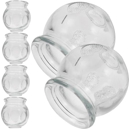 HEALEEP 6 pièces Ventouses Verre Épaissi pour Thérapie par Succion Massage Musculaire Appareil de Médecine Chinoise à Usage Domestique Ventouses Kiné Durables