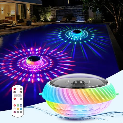 AearKing Luci Galleggianti per Piscina,Luce Piscina Solare con Telecomando,Luci Piscina RGB con Luminosi Dinamici,Luci Piscina IP68 Impermeabili,Luci Galleggianti LED per Piscina, Laghetti - 1 Pezzo