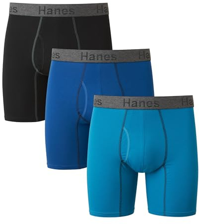 Hanes Mens 3-pack Comfort Flex Fit Ultra Soft Stretch Brief, Available In Regular And Long Leg Boxer, Blue- Regular Leg- 3 Pack, XX-Large US