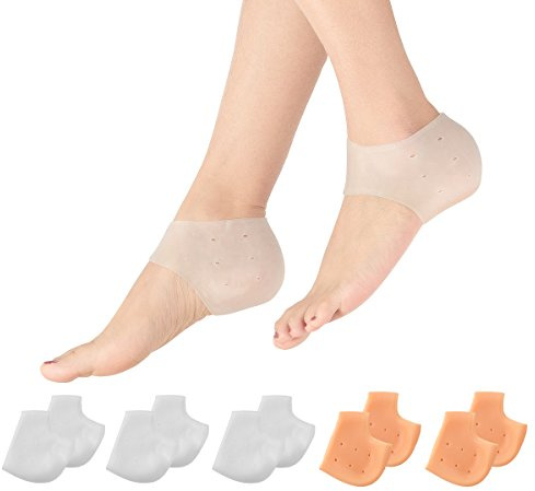 MADHOLLY 5 Pairs Silicone Heel Protectors- Breathable Heel Gel Heel Cushions for Cracked Heel- Heel Cups Heel Cover for Heel Repair Women Men