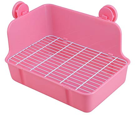 POPETPOP Toilette Lettiera Angolare Rettangolo Vasino per Piccoli Animali Criceto Coniglio Cavia (Rosa)