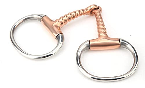 Pssopp Cavallo Anello Snaffle, Cavallo Masticare Punta in Acciaio Inox Eggbutt Rame Cavatappi Bocca Anello Francese Anello Allentato Snaffle Rame