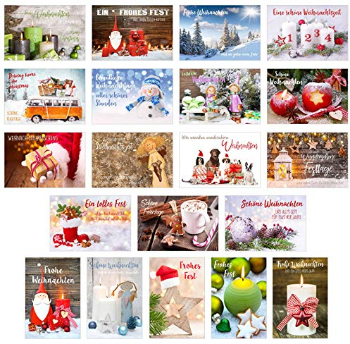 Edition Seidel Set 20 exklusive Premium Weihnachtskarten mit Umschlag. Doppelkarten/Klappkarten mit Briefumschlag. Weihnachten Karte Postkarte Weihnachtspostkarte