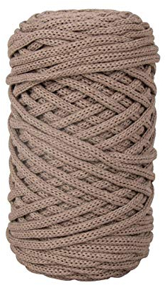Rayher Braidy Recycling Garn, geflochten, 4 mm ø, taupe, Knäuel ca. 60 m (250 g), Knüpfgarn, Macrameegarn, 42010509