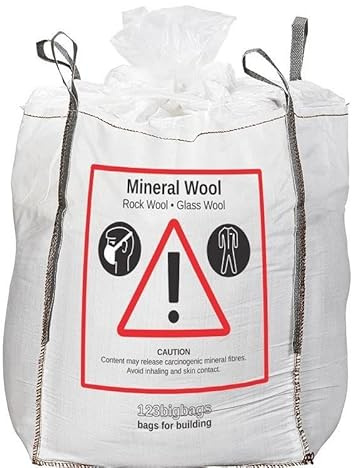 Bulkpåse mineralullavfallshantering 90 x 90 x 120 cm | påse för glasullsavfall | paket med 2
