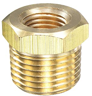 sourcing map Brass Pipe Fitting Reducer Adapter 1/2NPT Male x 1/4NPT Female for Water Oil Air Pressure Gauge Temp Sensor