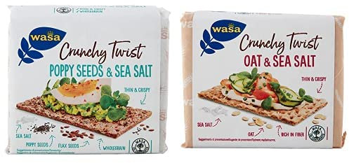 Wasa Crunchy Twist Poppy Seeds & Sea Salt + Wasa Crunchy Twist Oat & Sea Salt