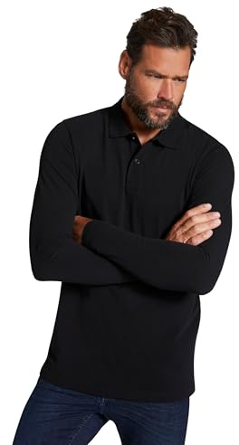 JP 1880 Poloshirt, Basic, Langarm, piqué, bis 8 XL, Polo Uomo, Schwarz,