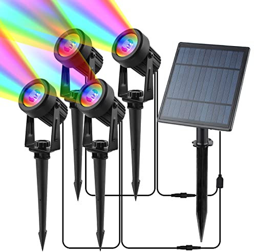 CORESLUX Solar Halloween Spotlights Outdoor, 4-in-1 Solar Color Changing Waterproof Lights, Multi-Color Landscape Spotlight, Outdoor Garden Lights Wall Uplighters for Christmas Pathway Tree.
