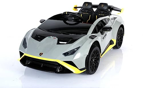 Elektro Kinderauto Lamborghini Huracan STO - lizenziert - 12V7A Akku, 2 Motoren- 2,4Ghz Fernsteuerung, MP3, Ledersitz+Eva (Grau)