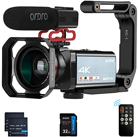 ORDRO 4K videokamera 1080P 60FPS Digital Camera Recorder IR Night Vision WiFi videokamera för YouTube 3,5 IPS Touch Screen Vlogkamera med Mikrofon Wide Angle Lens 32G SD-kort