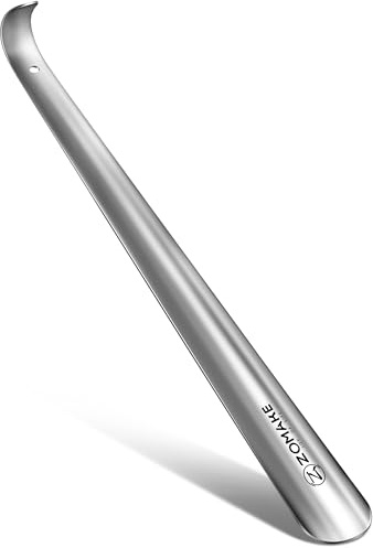 ZOMAKE Metal Shoe Horn Long Handle, 16.5 Inch Long Shoehorn Stainless Steel for Seniors, Chausse Pied Shoe Helper for Elderly Women