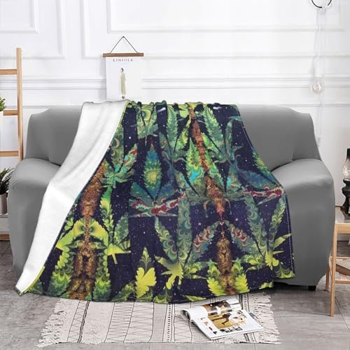 AMAZWI Flannel Throw A Puff in Time Weed Fleece Blanket Soft Comfy Lightweight Blanket Throws for Outdoor/Indoor, All Seasons