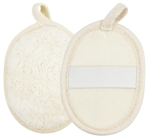Depurador corporal exfoliante de esponja natural de lufa (2 piezas), hecho de esponja de lufa de ducha ecológica y biodegradable, lufa para mujeres y hombres,beige