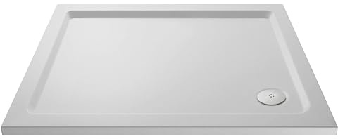 Balterley 1100 x 900 mm Rectangular Shower Tray, Slimline Slip Resistant Shower Trays, Durable Stone Resin Base Trays for Bathroom Enclosure, Lightweight Rectangular Tray for Wetroom Showers (White)