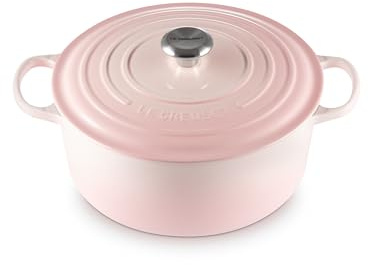 Le Creuset Signature 211772877774430 Cast Iron Casserole Dish with Lid, Diameter 28 cm, Round, Suitable for All Hobs and Induction, Volume: 6.7 L, 6.125 kg, Shell Pink