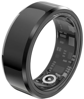 Smart Fitness Tracker Ring, Sömnövervakning Hälsodataövervakning Stegräknare Sportring med APP för Android IOS, Keramik Rostfritt Stål IP68 Vattentät Health Ring (svart)