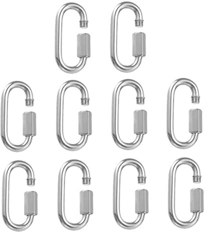 JECOMPRIS 10pezzi Moschettone Per Catena Maglia Rapida Vite Ad Anello Connettore Per Corda Per Amaca Altalena e Rimorchio Resistente Alla Corrosione