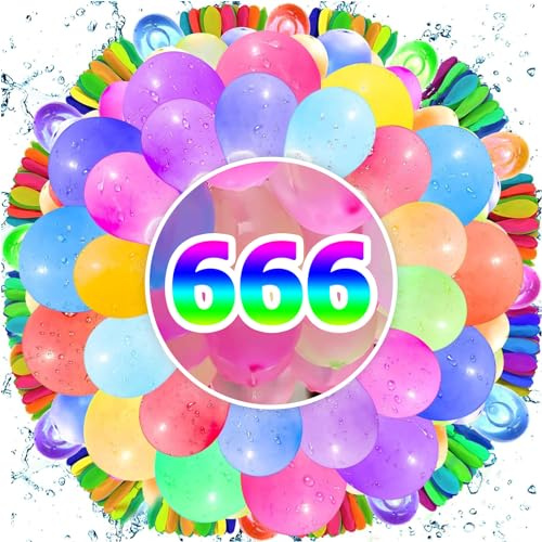 HuaMuDM Lot de 666 ballons à eau, à remplissage rapide, à fermeture automatique, pour les fêtes d'été, jeux d'eau