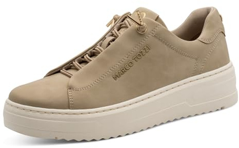 MARCO TOZZI Damen Sneaker flach mit Schnürsenkeln Elegant, Beige (Dune), 36 EU