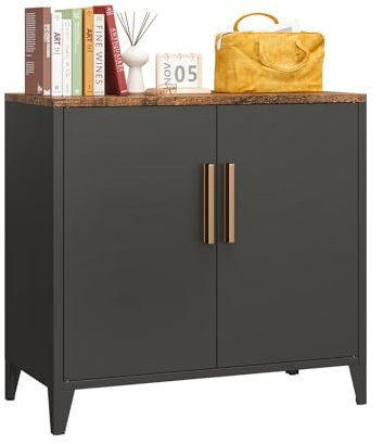 Sightlife Metallschrank Aufbewahrungsschrank Metall kommode Sideboard Küchenschrank Balkonschrank Beistellschrank Gartenschrank Aktenschrank Flurschrank Verstellbarer Einlegeboden 40T x 80B x 76H cm