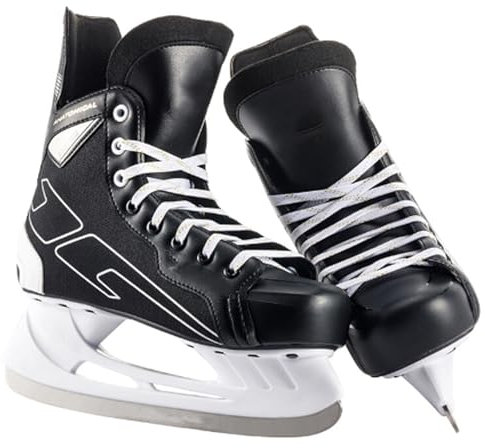 Schlittschuhe für Mädchen und Jungen,Jugend Eishockey Schlittschuhe mit Edelstahlklinge Ice Skates Hoher Schnürschuh Softboot gefüttert Bequeme Passform für Eislaufbahnen (Farbe: Schwarz)
